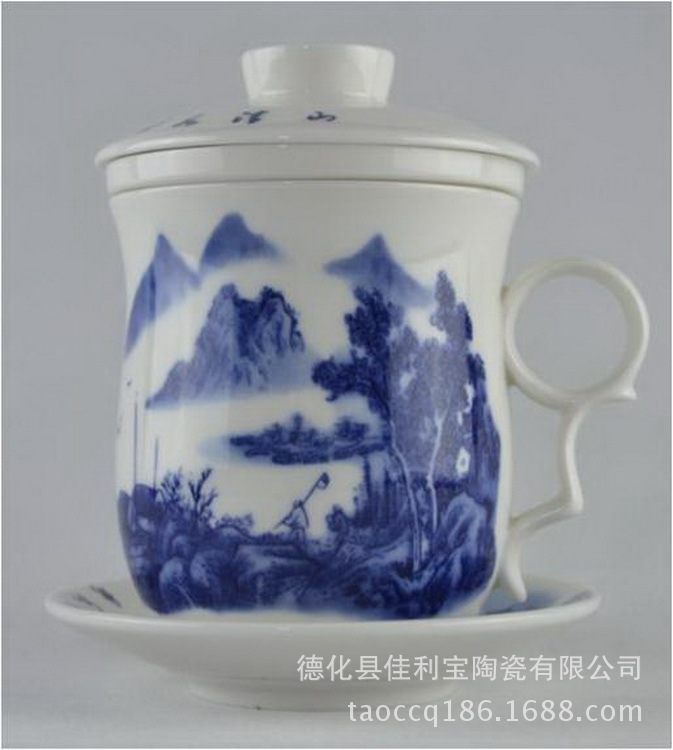 匠心獨具，雅韻流長 德化佳利寶青花山水四件杯鑒賞
